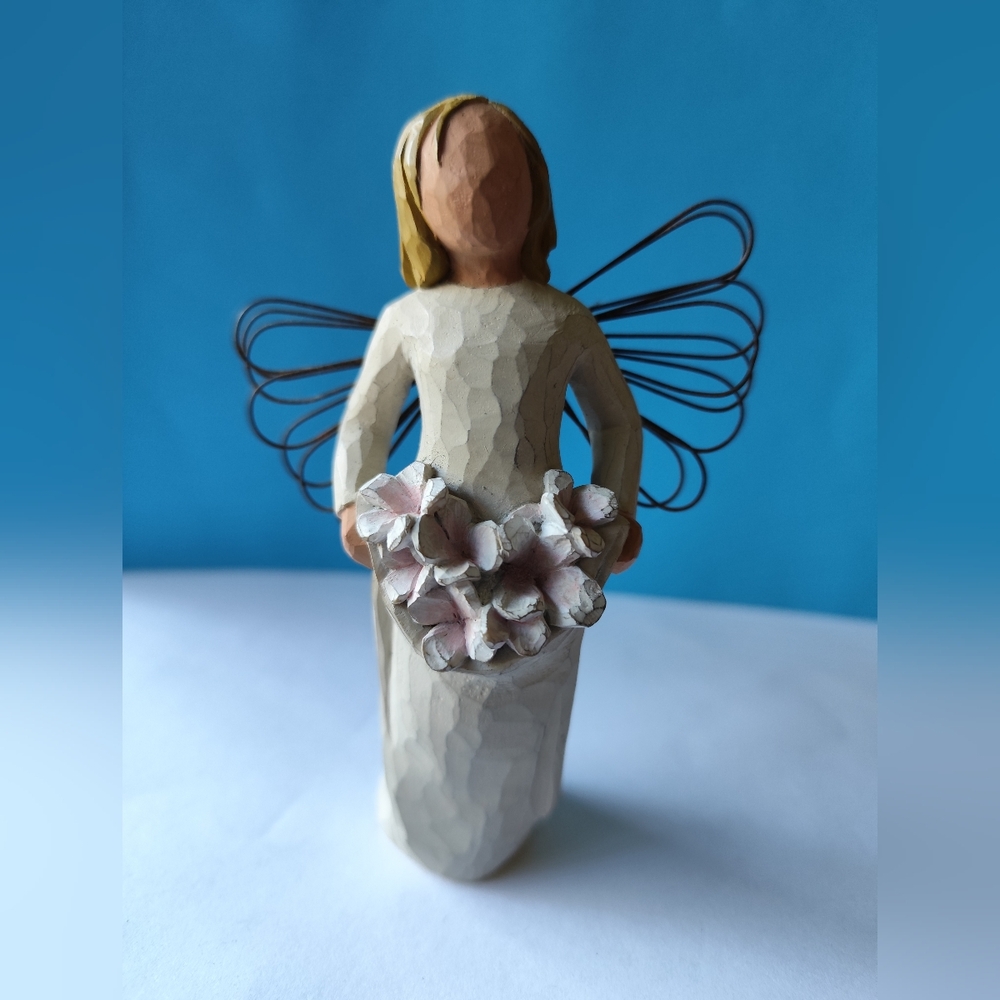 Willow Tree Angel Figurine with Pink Flowers